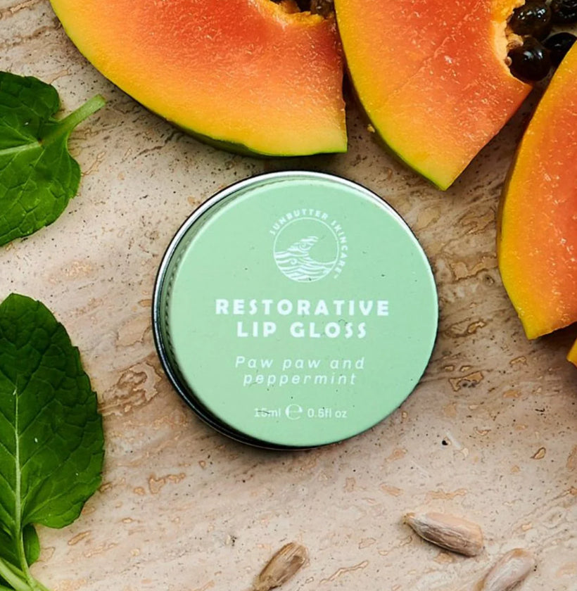 SUNBUTTER || paw paw and peppermint RESTORATIVE LIP GLOSS