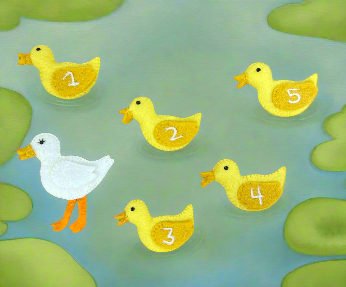 ethik felt || 5 little ducks finger puppet set