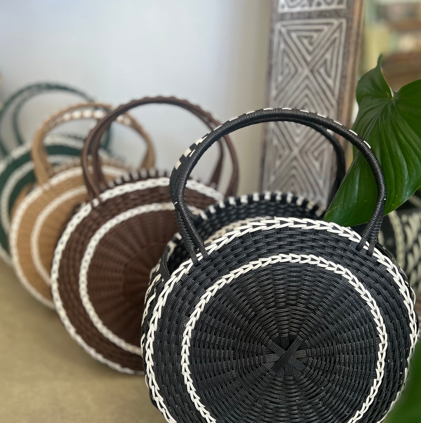 Japanese handwoven basket || round