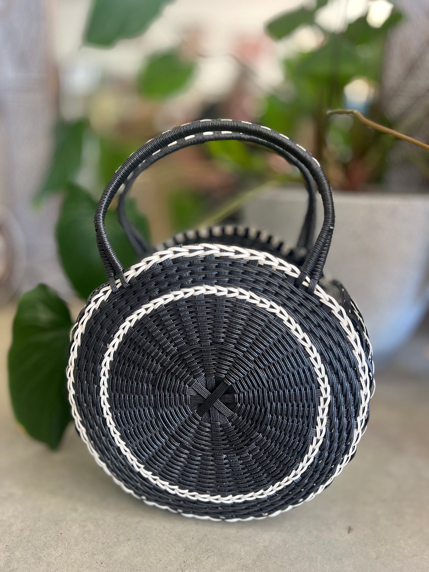 Japanese handwoven basket || round