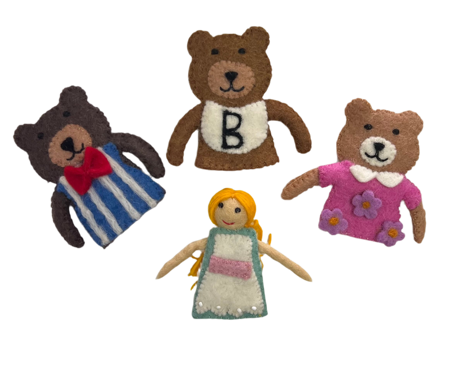 ethik felt || goldilocks and the 3 bears finger puppet set