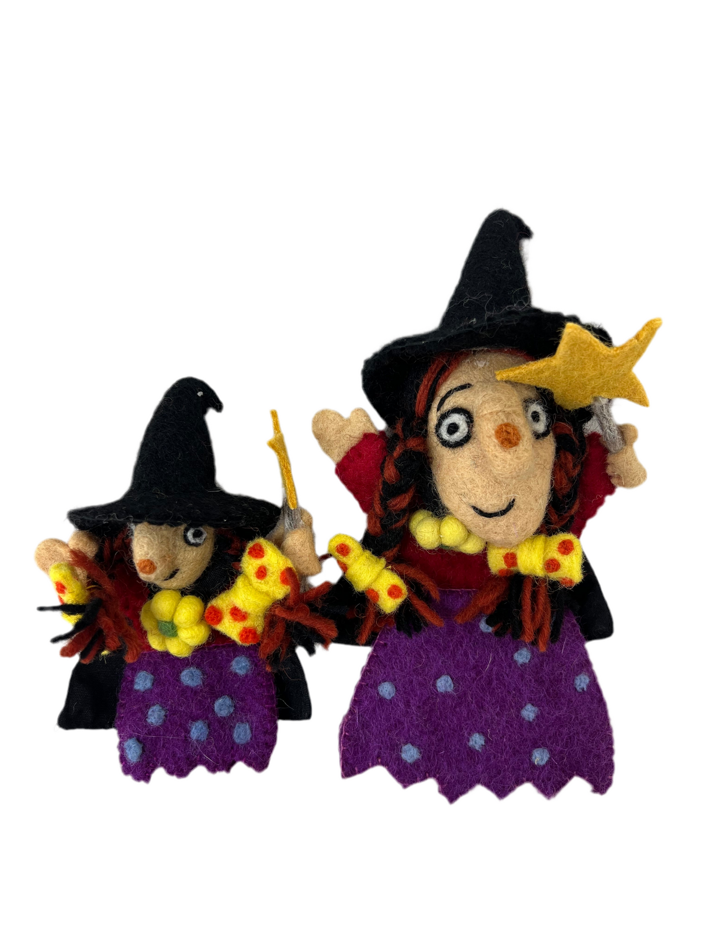 ethik felt || “room on the broom " witch finger puppet