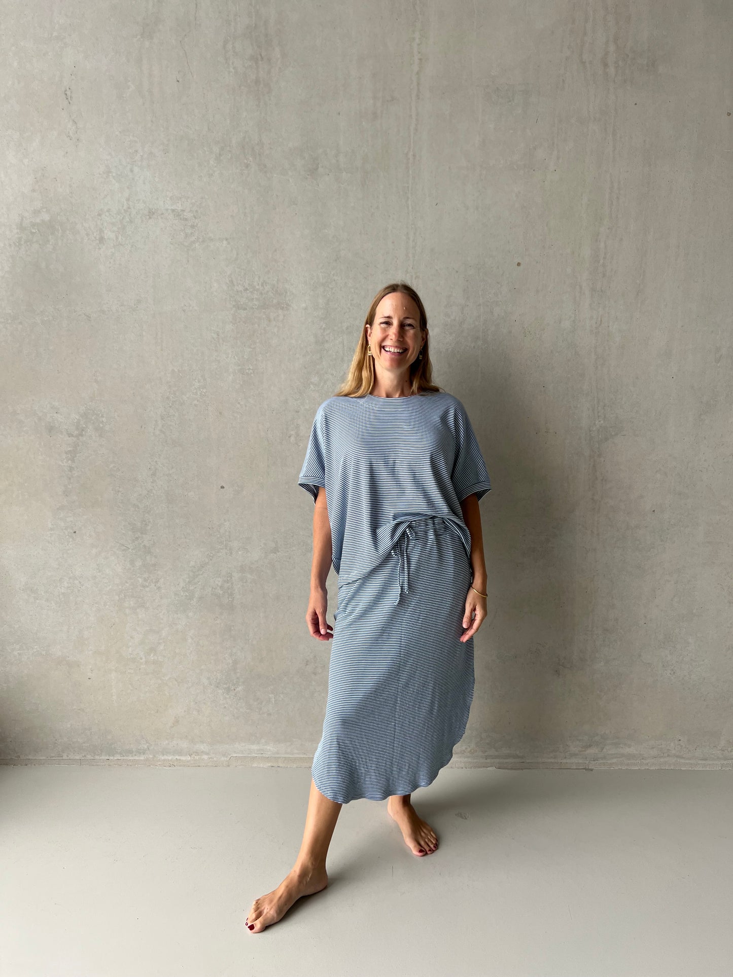 ethik organic cotton || barcelona skirt || interlock stripe