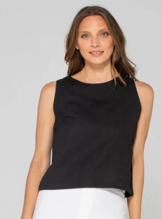 boomshankar || rose linen top || black