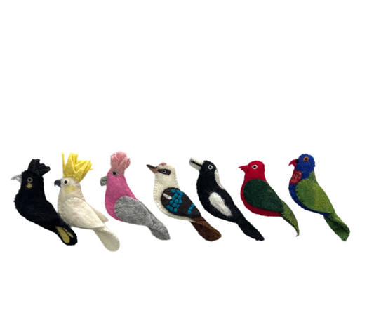 ethik felt || Aussie bird set of 7 finger puppets