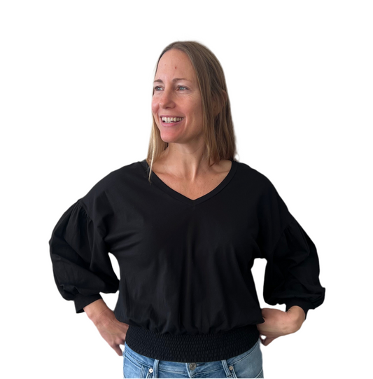 ethik organic cotton || v neck 3/4 sleeve top