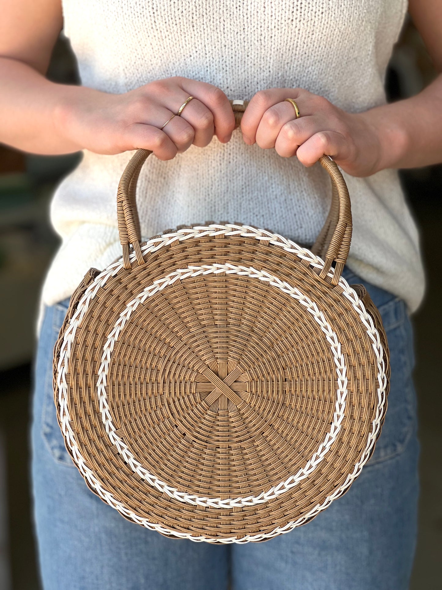 Japanese handwoven basket || round