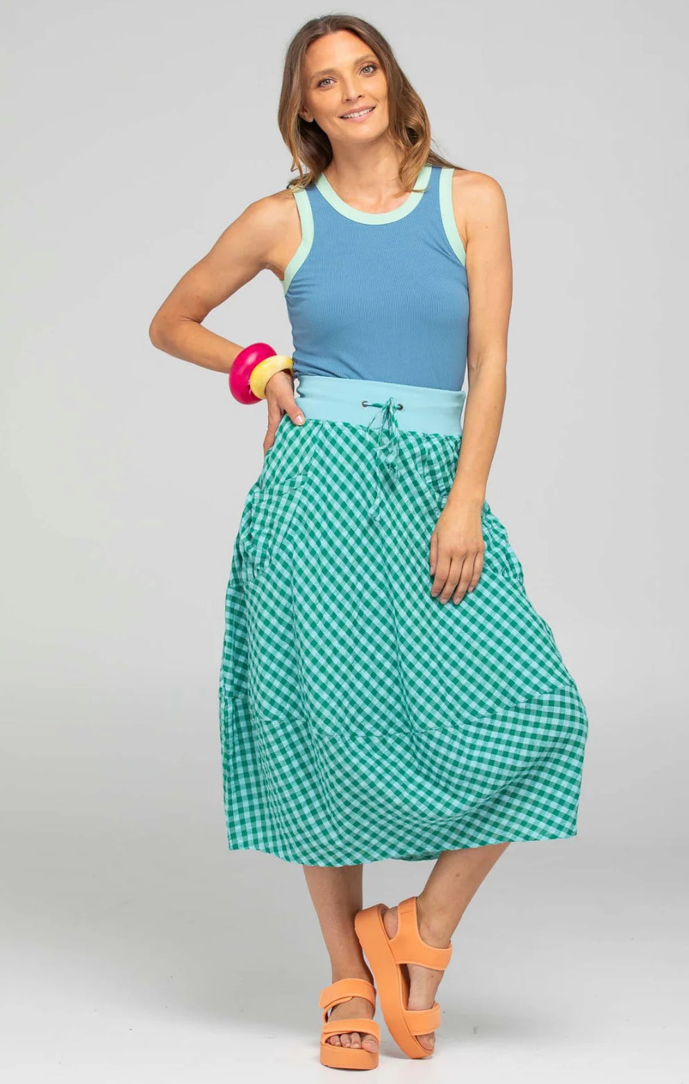 boomshankar || guru skirt || green seersucker