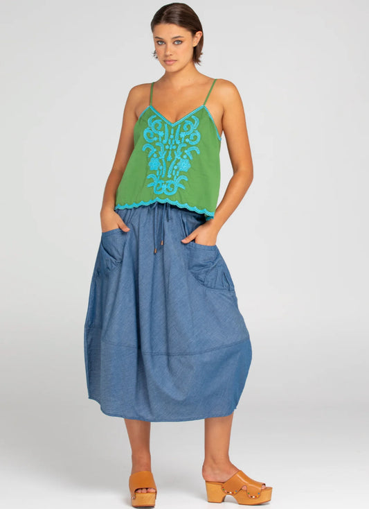 boomshankar || guru skirt || blue chambray