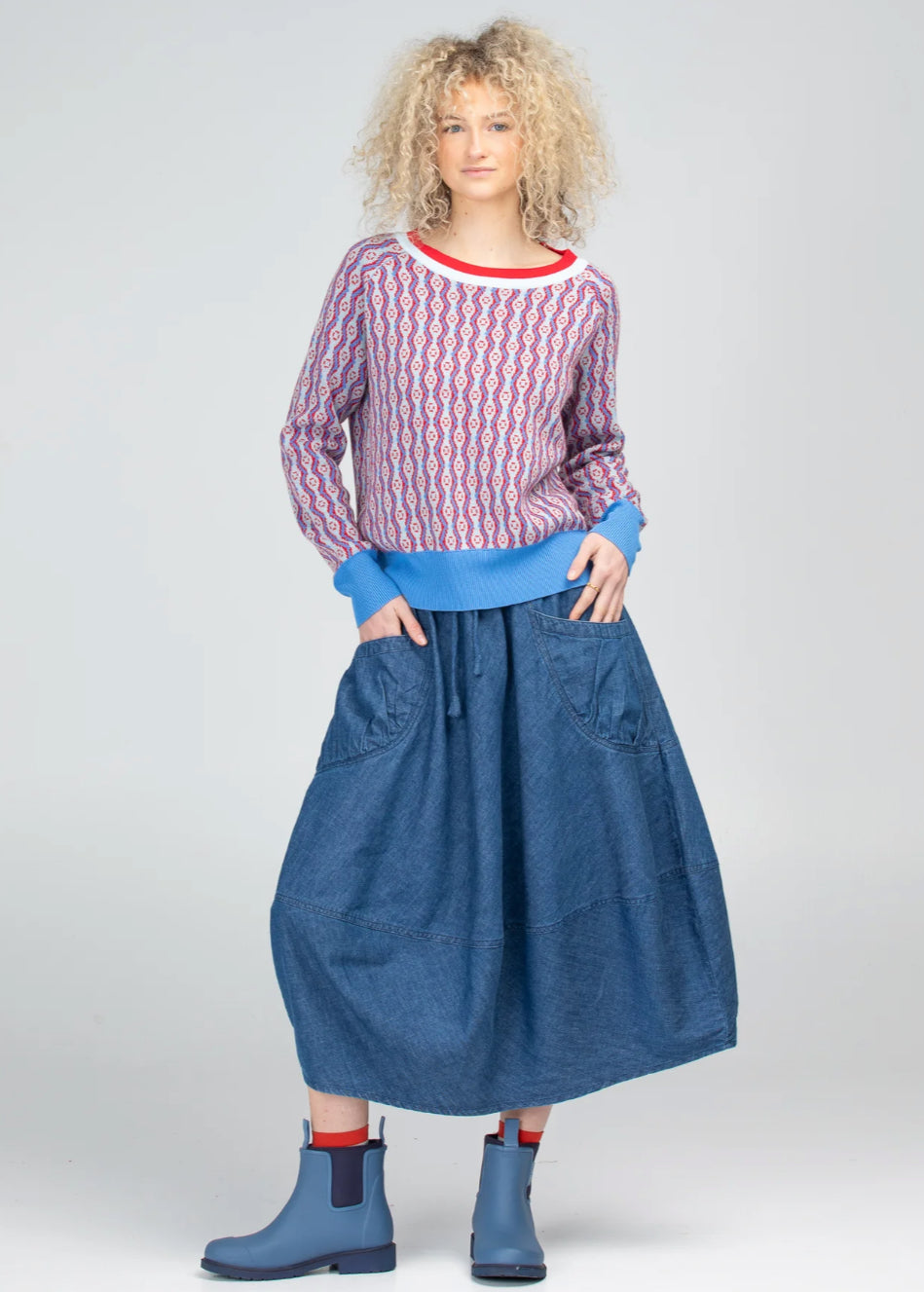 boomshankar || guru skirt || mid wash denim
