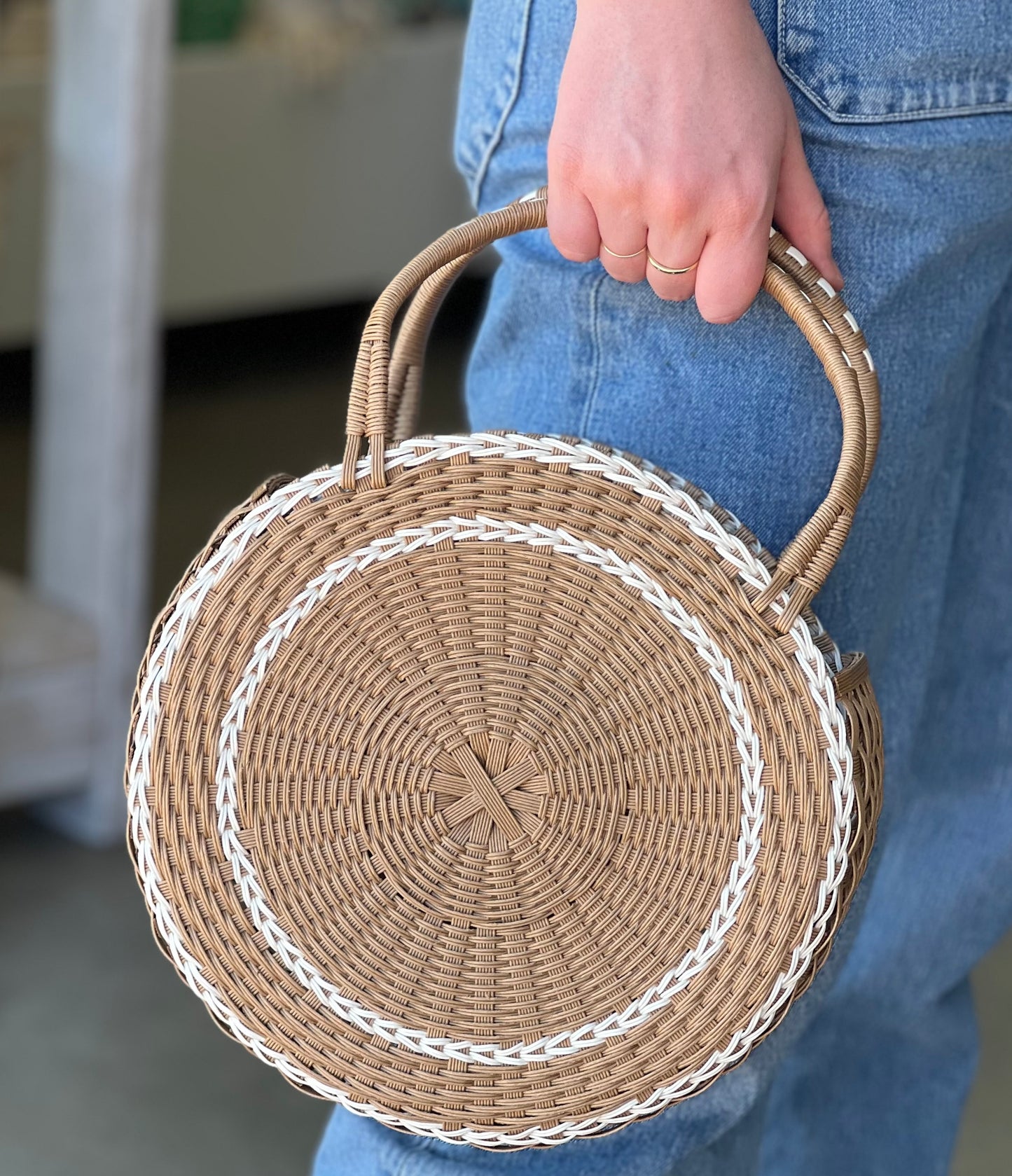 Japanese handwoven basket || round
