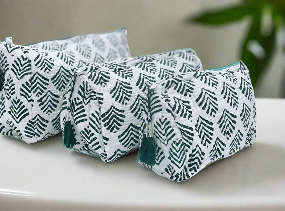 ethik hand block cotton || set of 3 toiletry bags