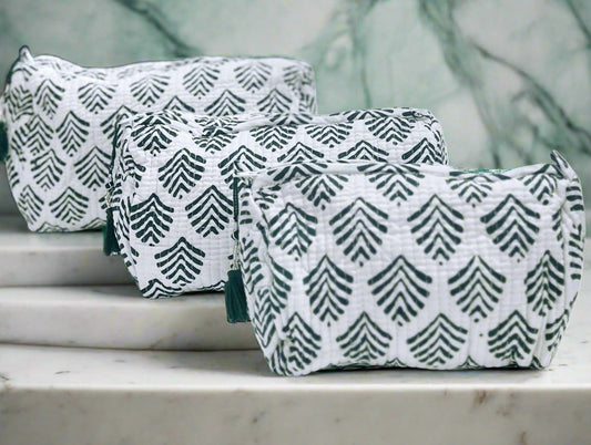 ethik hand block cotton || set of 3 toiletry bags