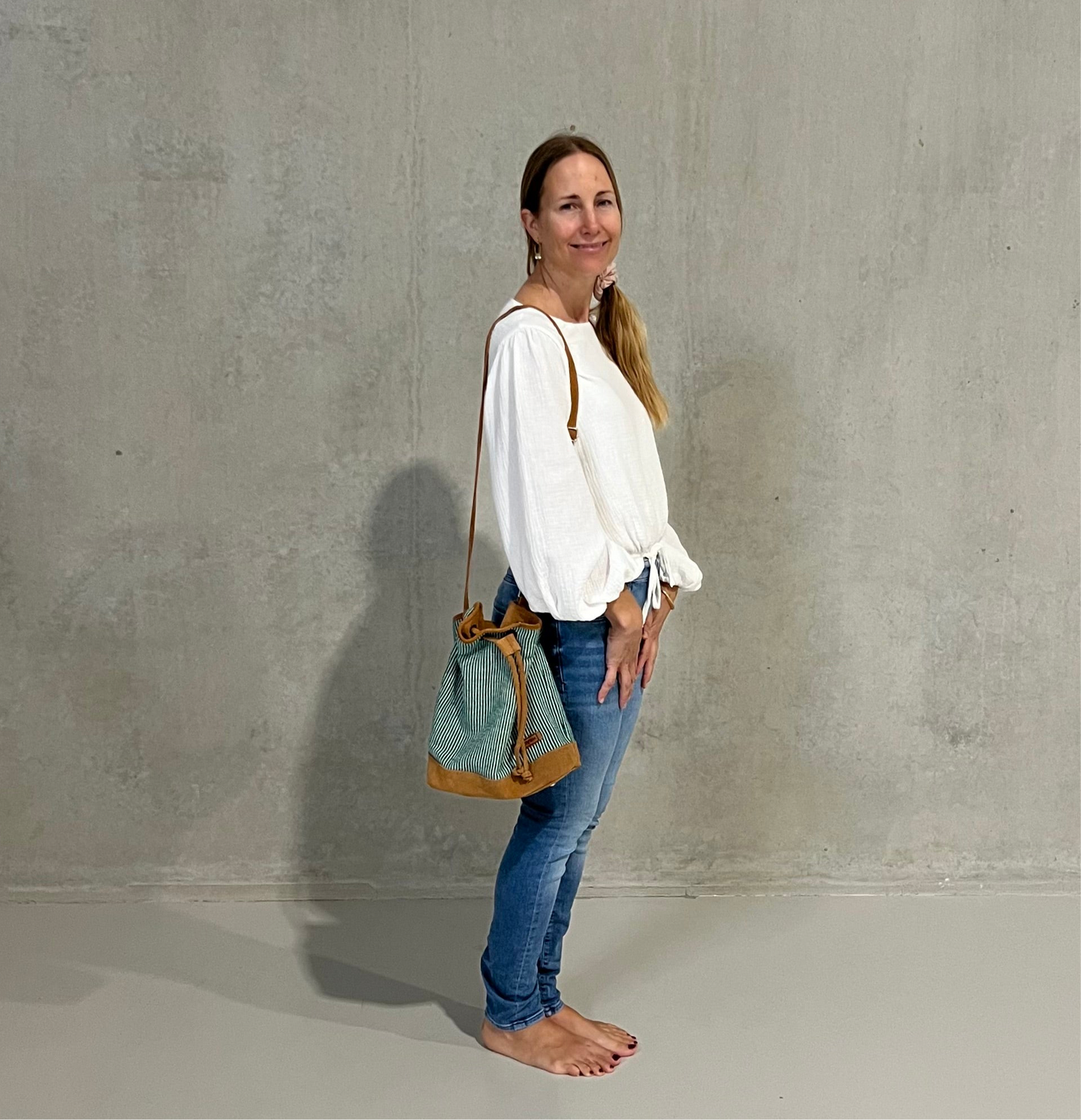 “woven” fair-trade bucket bag
