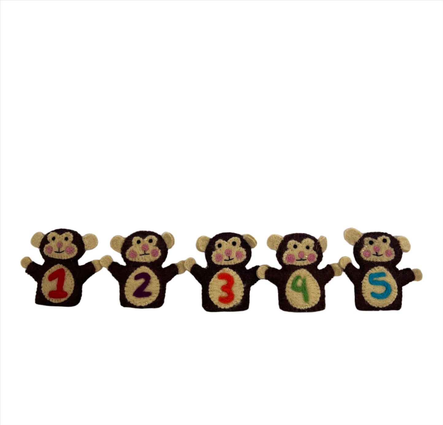 ethik felt || 5 little monkeys finger puppet set