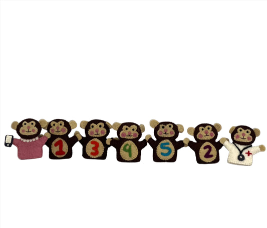 ethik felt || 5 little monkeys finger puppet set