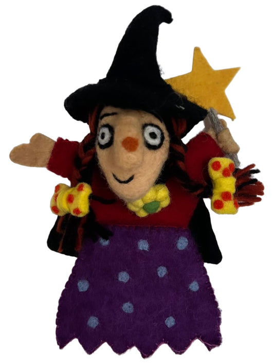ethik felt || “room on the broom " witch finger puppet