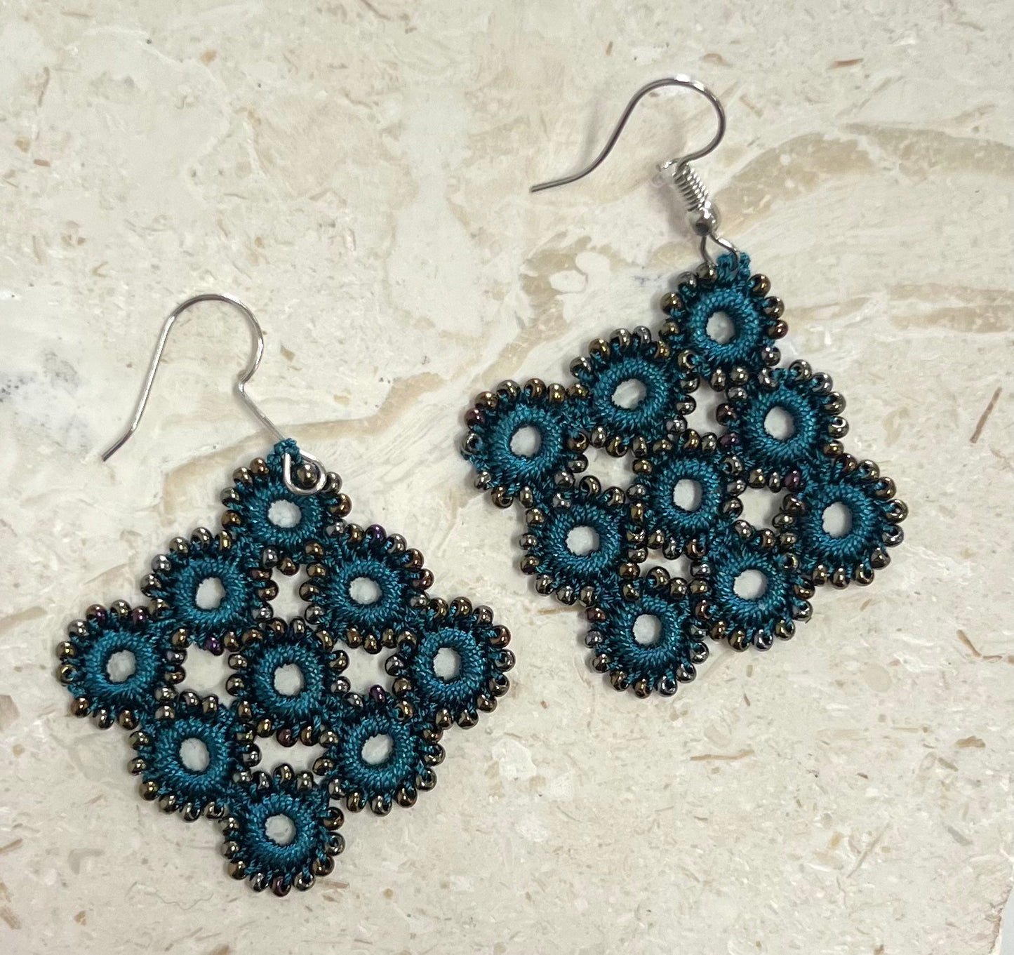 Turkish “hook needle” diamond drop earrings