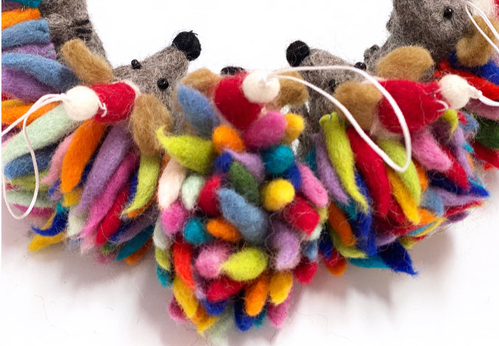 ethik felt || 3d rainbow porcupine xmas decoration