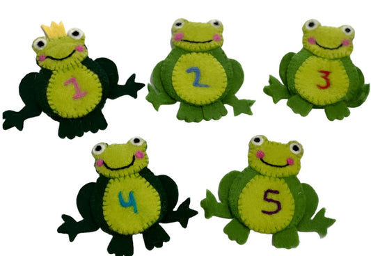 ethik felt || 5 speckled frogs  finger puppet set