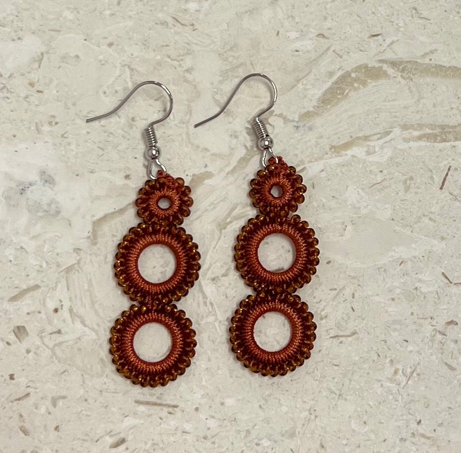 Turkish “hook needle” circle drop earrings
