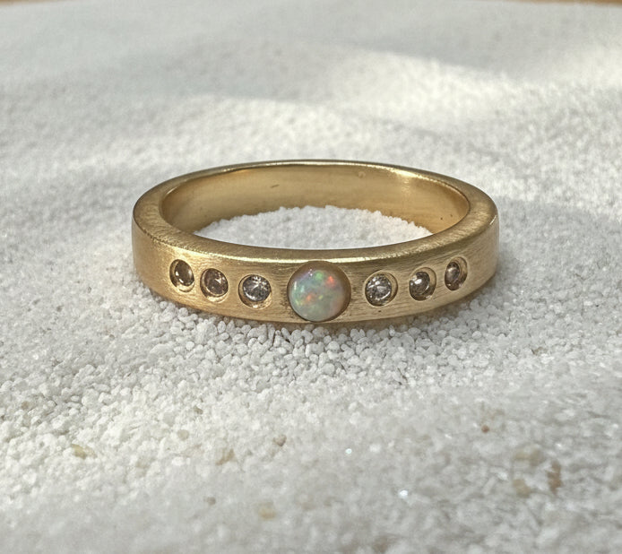 Jaipur gold jewellery || 7 stone opal and white topaz ring