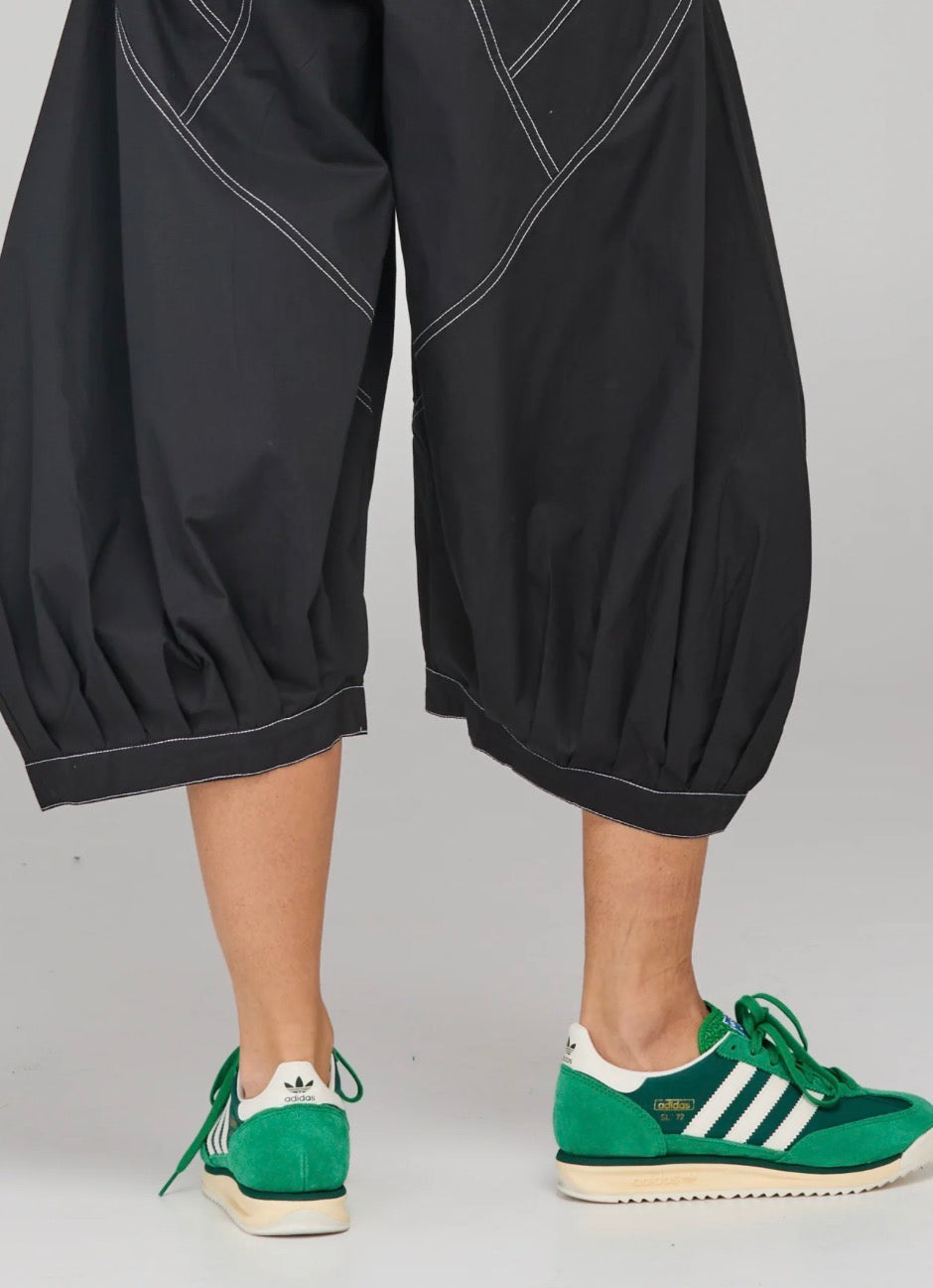 boomshankar || guru pants || black with white stitching