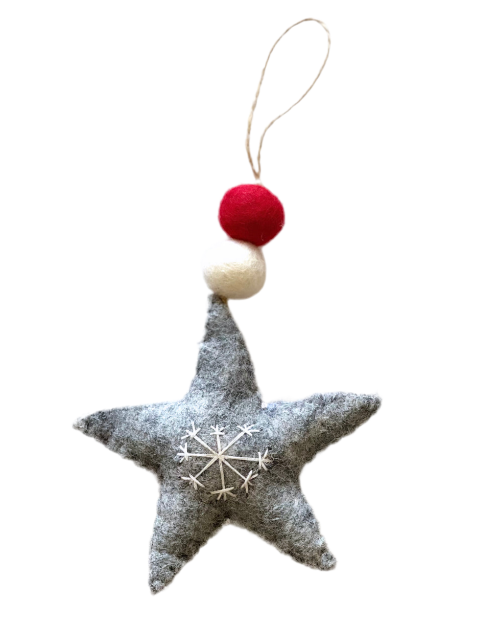 ethik felt || xmas love heart and star decoration