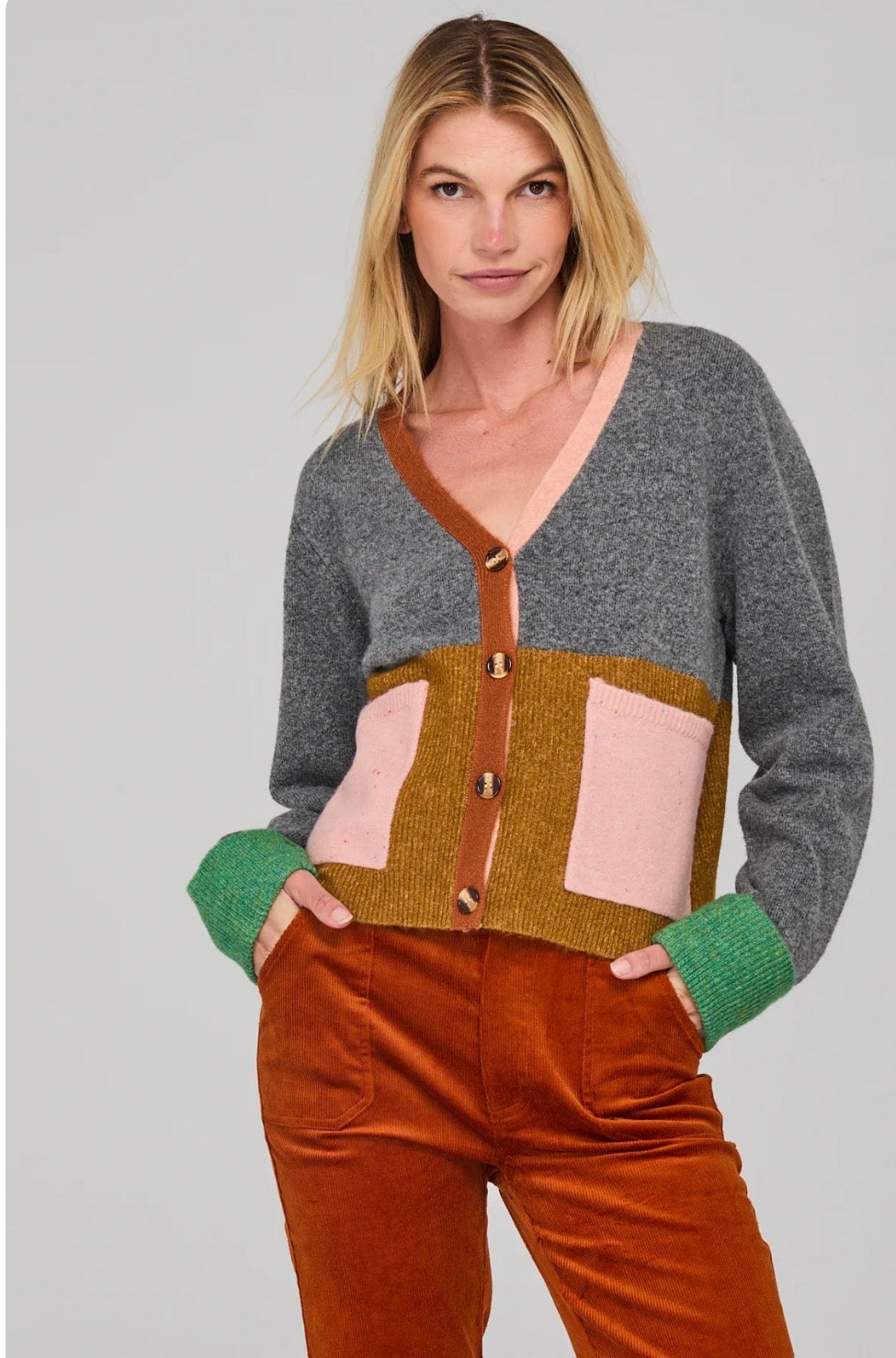 boomshankar || remi cardigan || grey multi