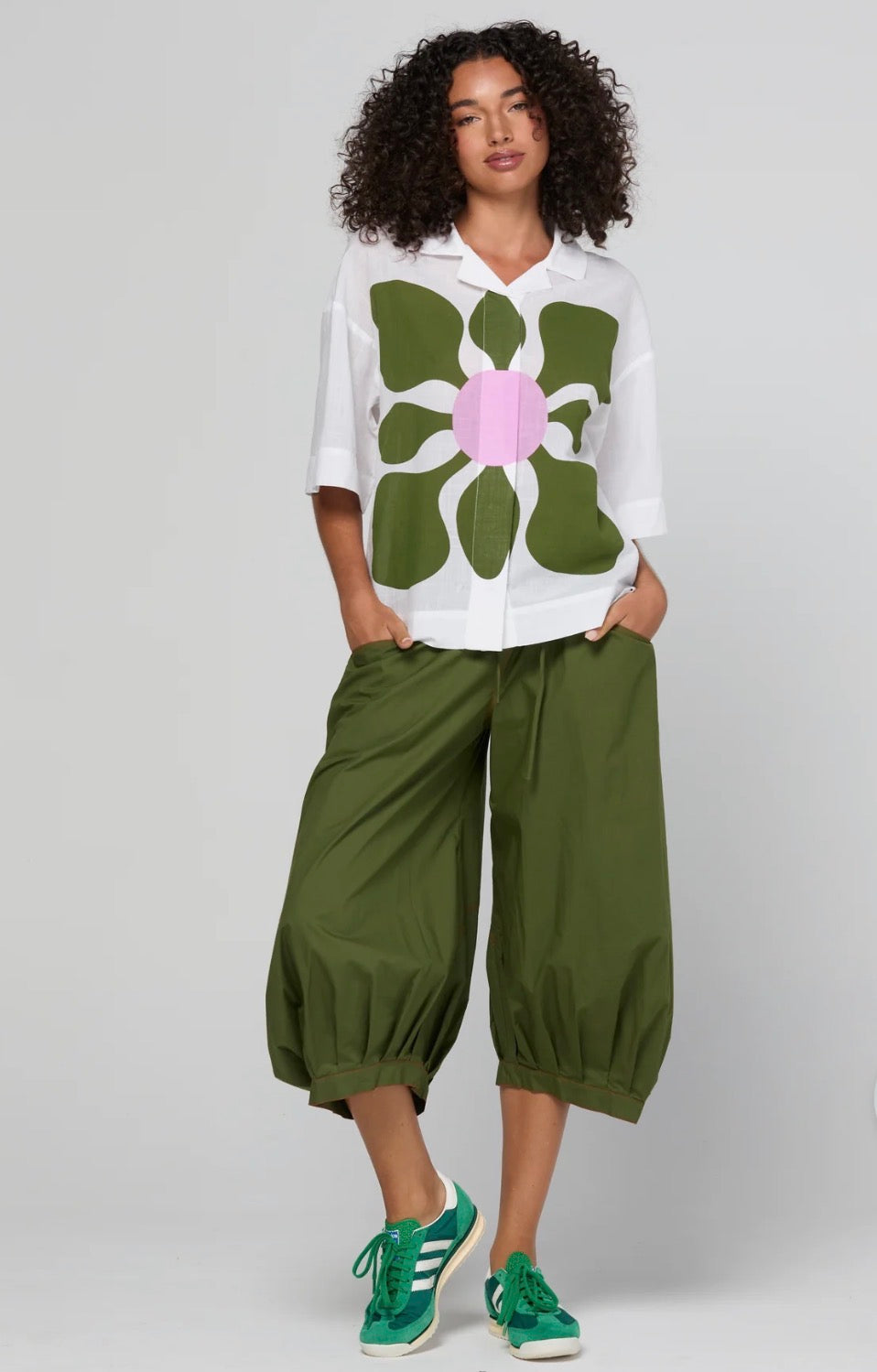boomshankar || guru pants|| chive with pink contrast stitching