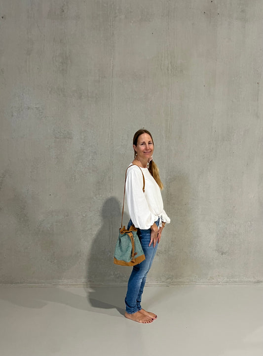 “woven” fair-trade bucket bag