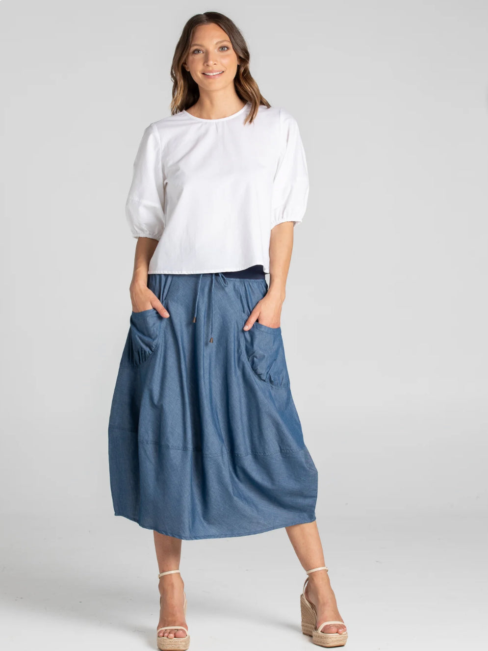 boomshankar || guru skirt || blue chambray