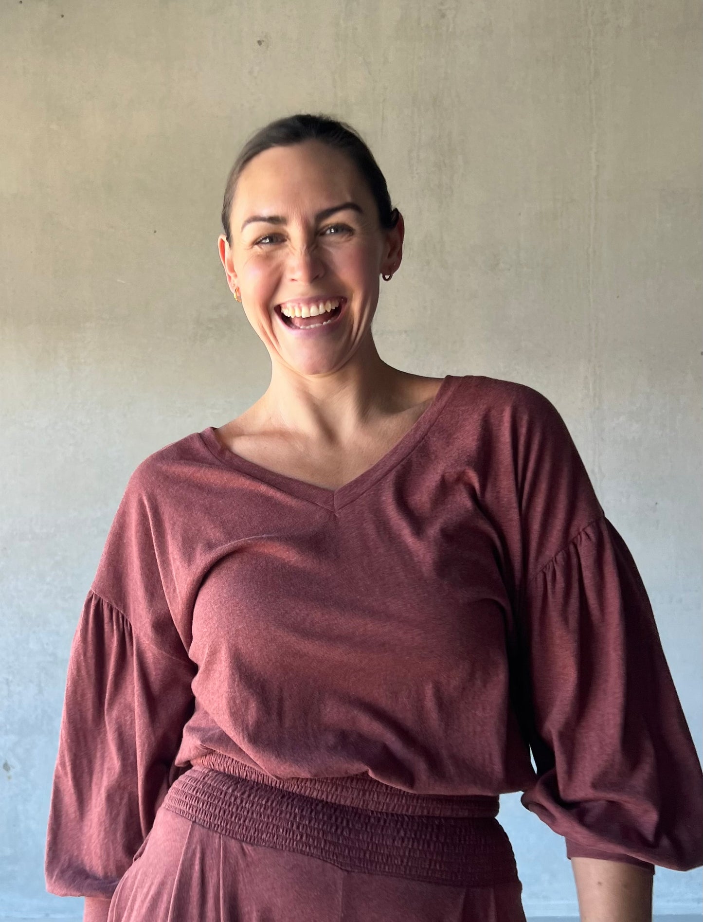 ethik organic cotton || v neck 3/4 sleeve top