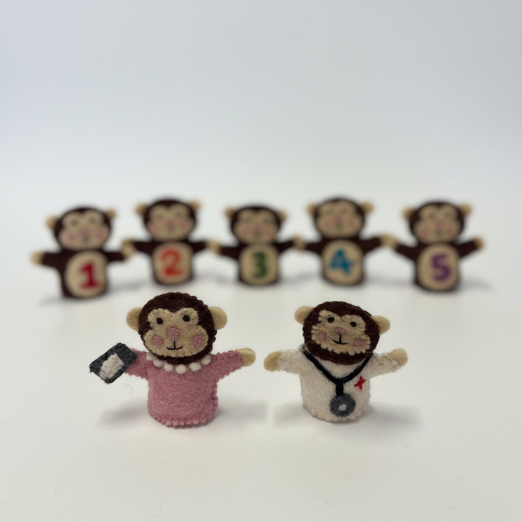 ethik felt || 5 little monkeys finger puppet set