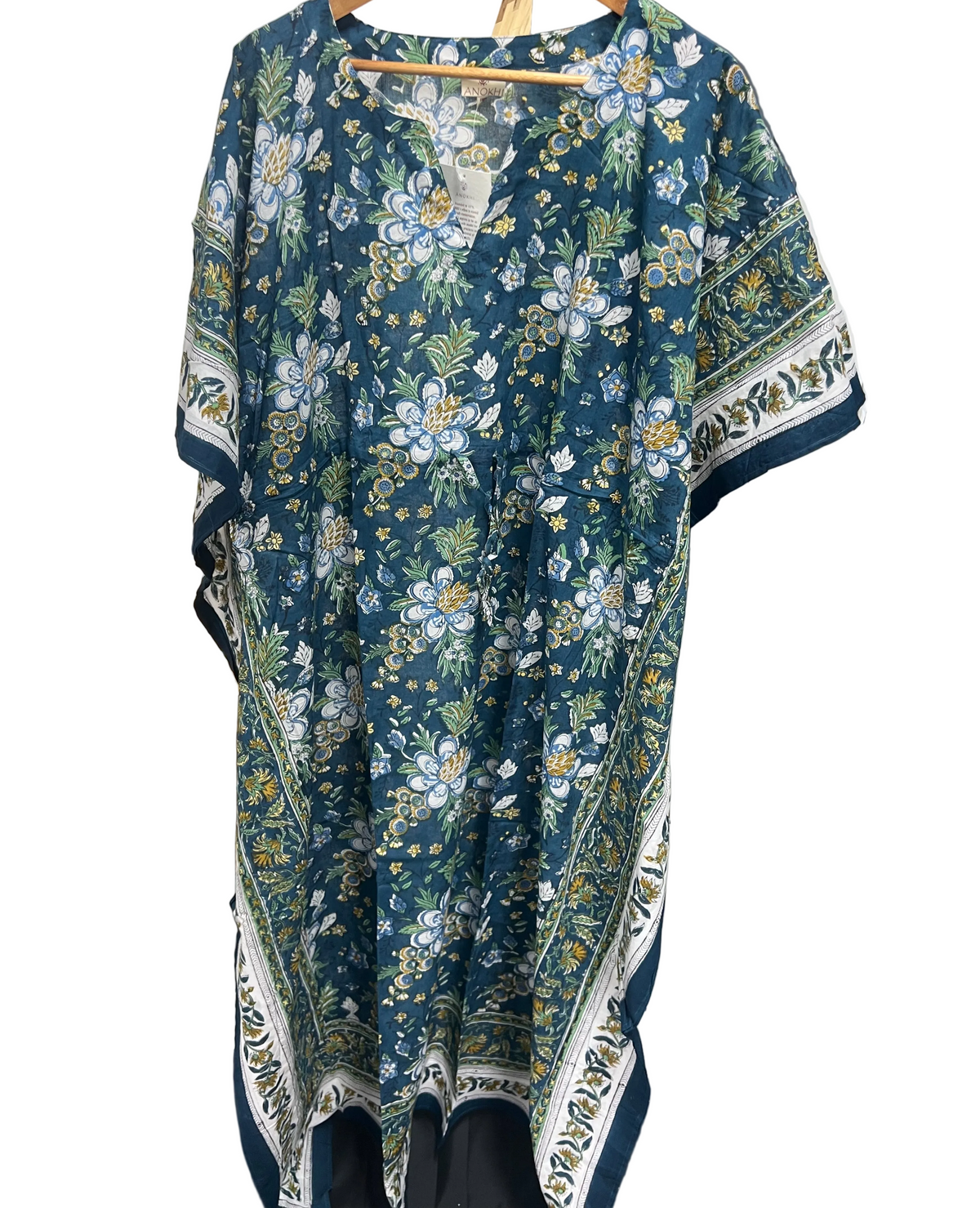 Anokhi, Maxi Abito Vintage Indiano In Caftano Di Cotone Con