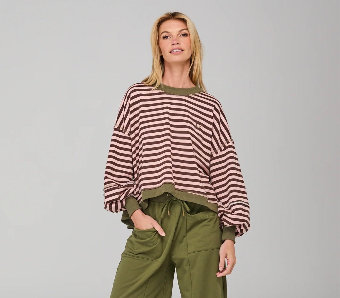 Boomshankar 💥 guru sweater dusty pink stripe