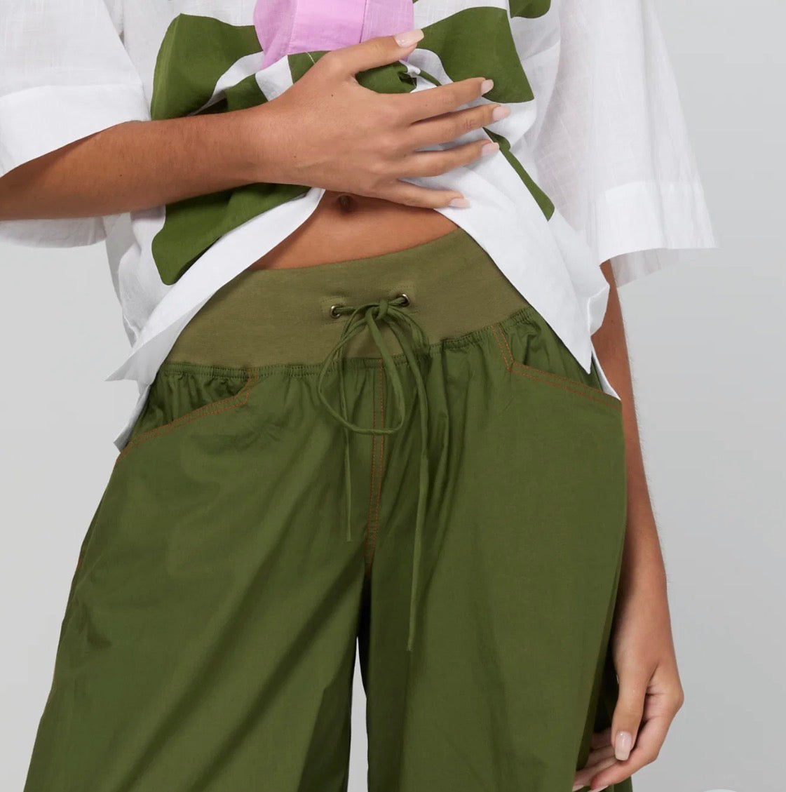 boomshankar || guru pants|| chive with pink contrast stitching