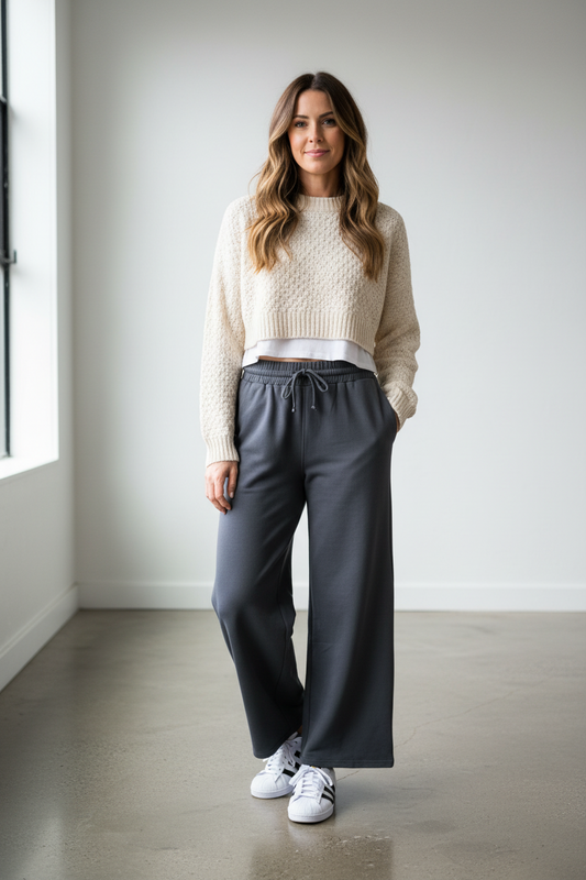 ethik organic cotton || wide leg drawstring pants
