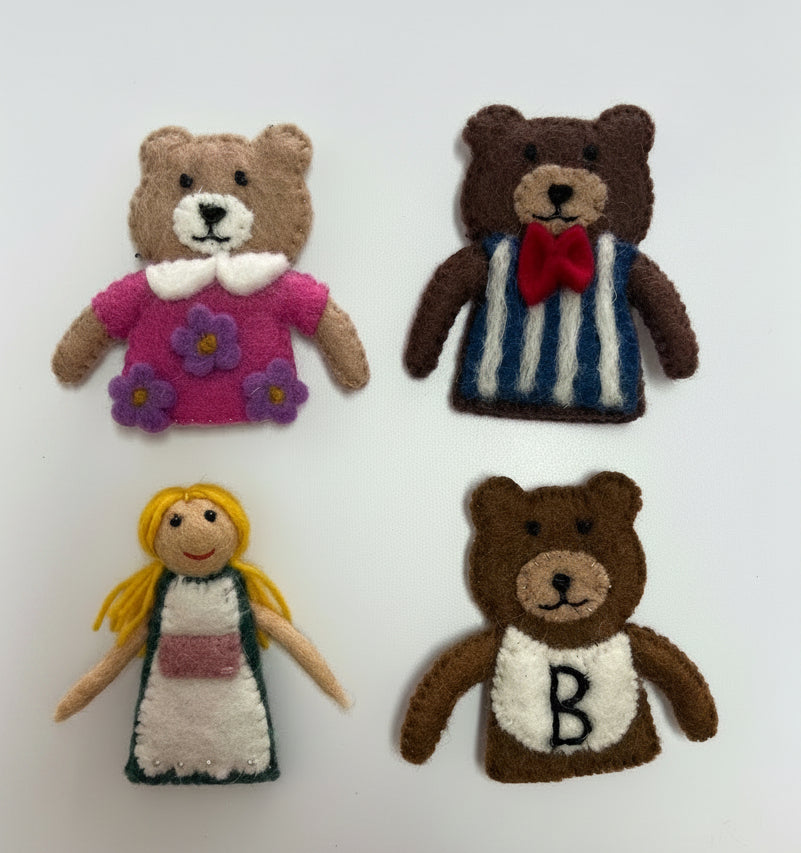 ethik felt || goldilocks and the 3 bears finger puppet set