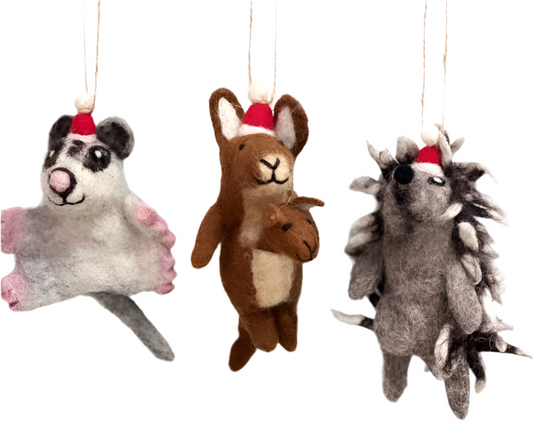 ethik felt || 3D aussie animal xmas decorations