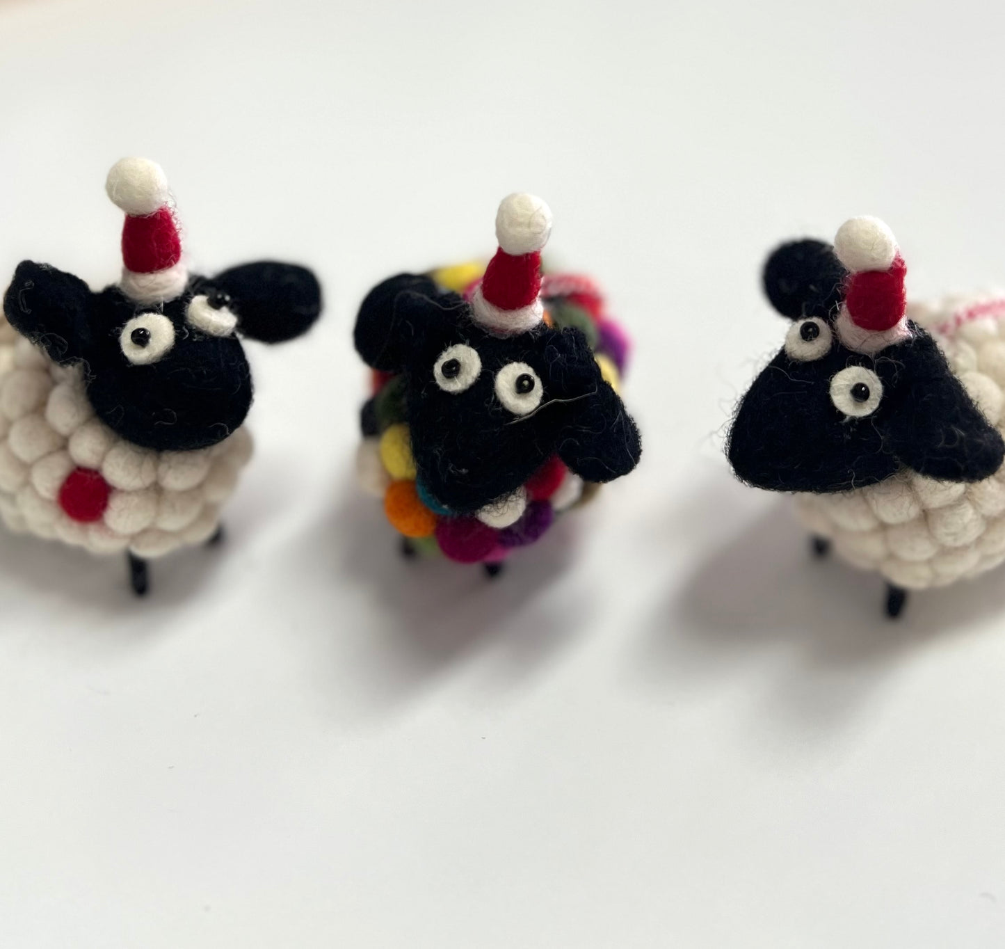 ethik felt || tiny felt ball sheep xmas decorations