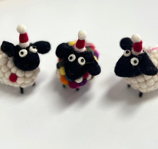 ethik felt || tiny felt ball sheep xmas decorations