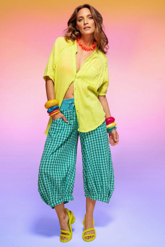 boomshankar || guru pants || green seersucker