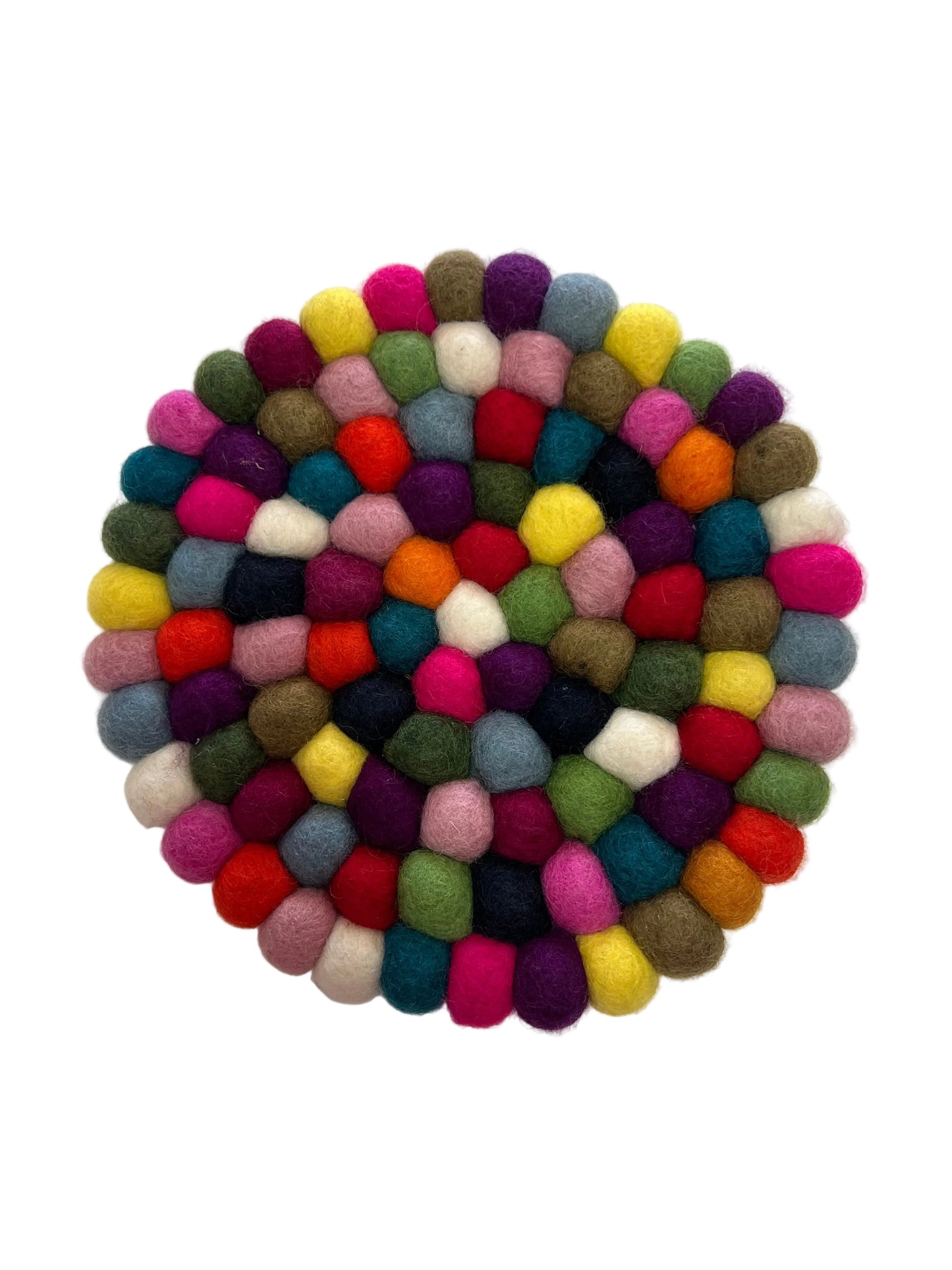 felt ball trivet - colourful