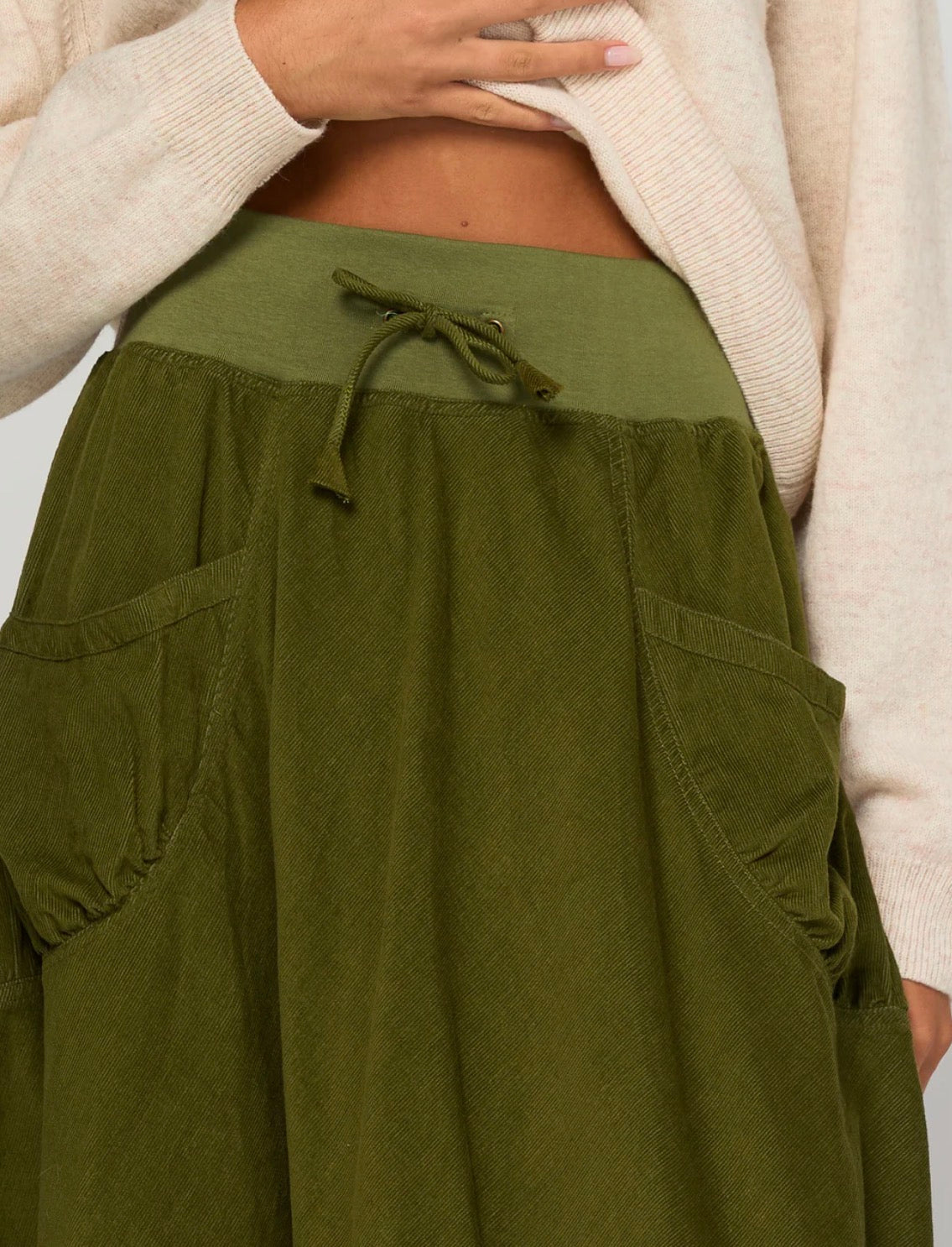 boomshankar || guru skirt || corduroy || olive green