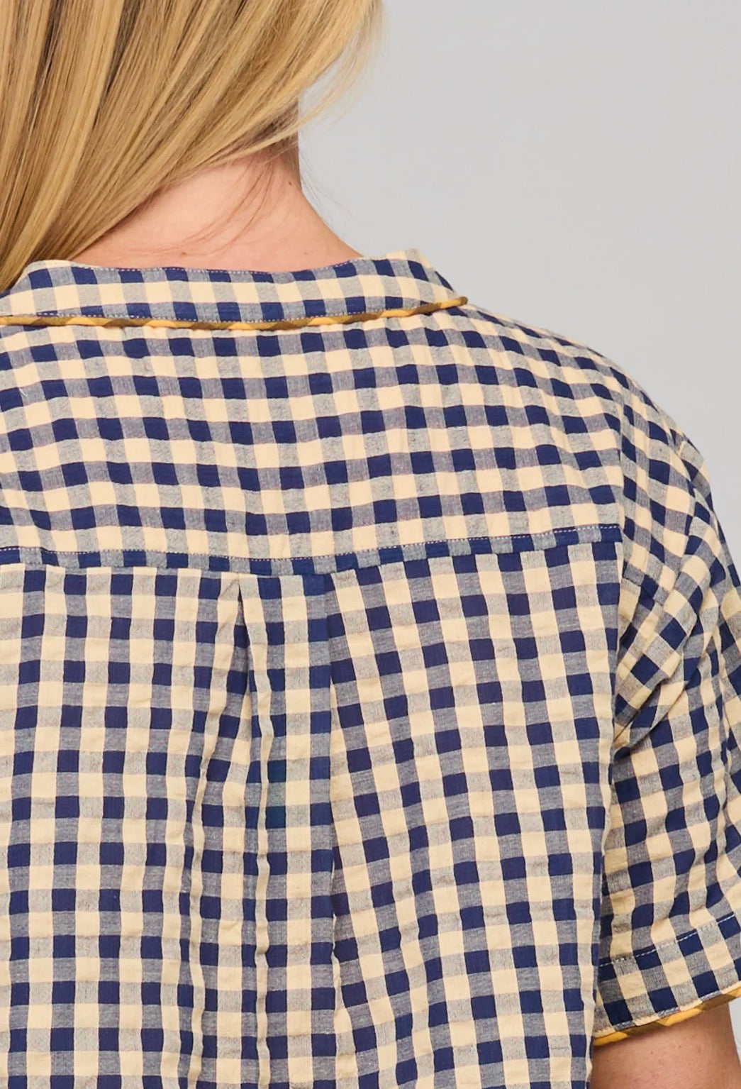 Boomshankar || Josie shirt dress || Navy spliced seersucker