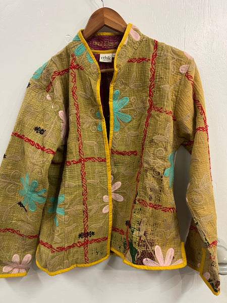 ethik || Reversible Vintage embroidered "kantha stitched" jacket