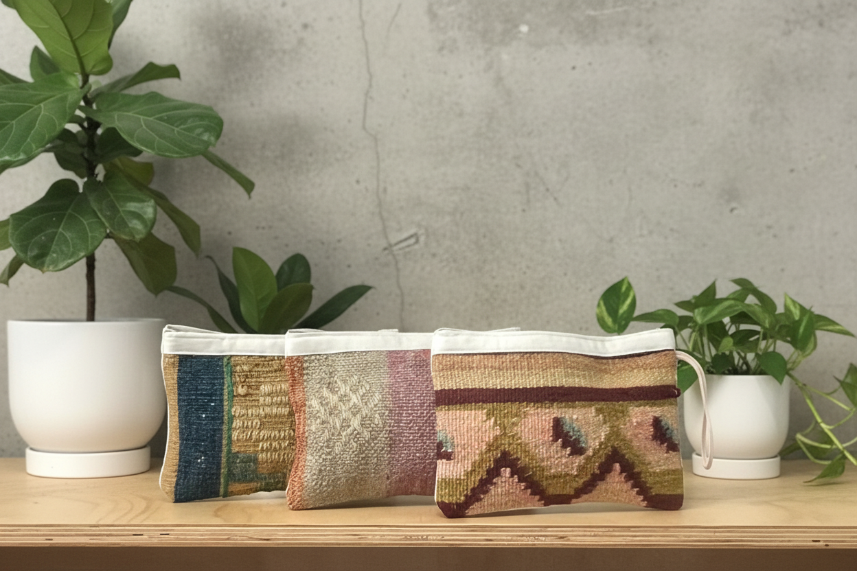 Turkish up-cycled carpet || clutch purse