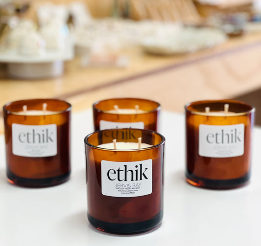 ethik jervis bay|| double wick candle || amber glass