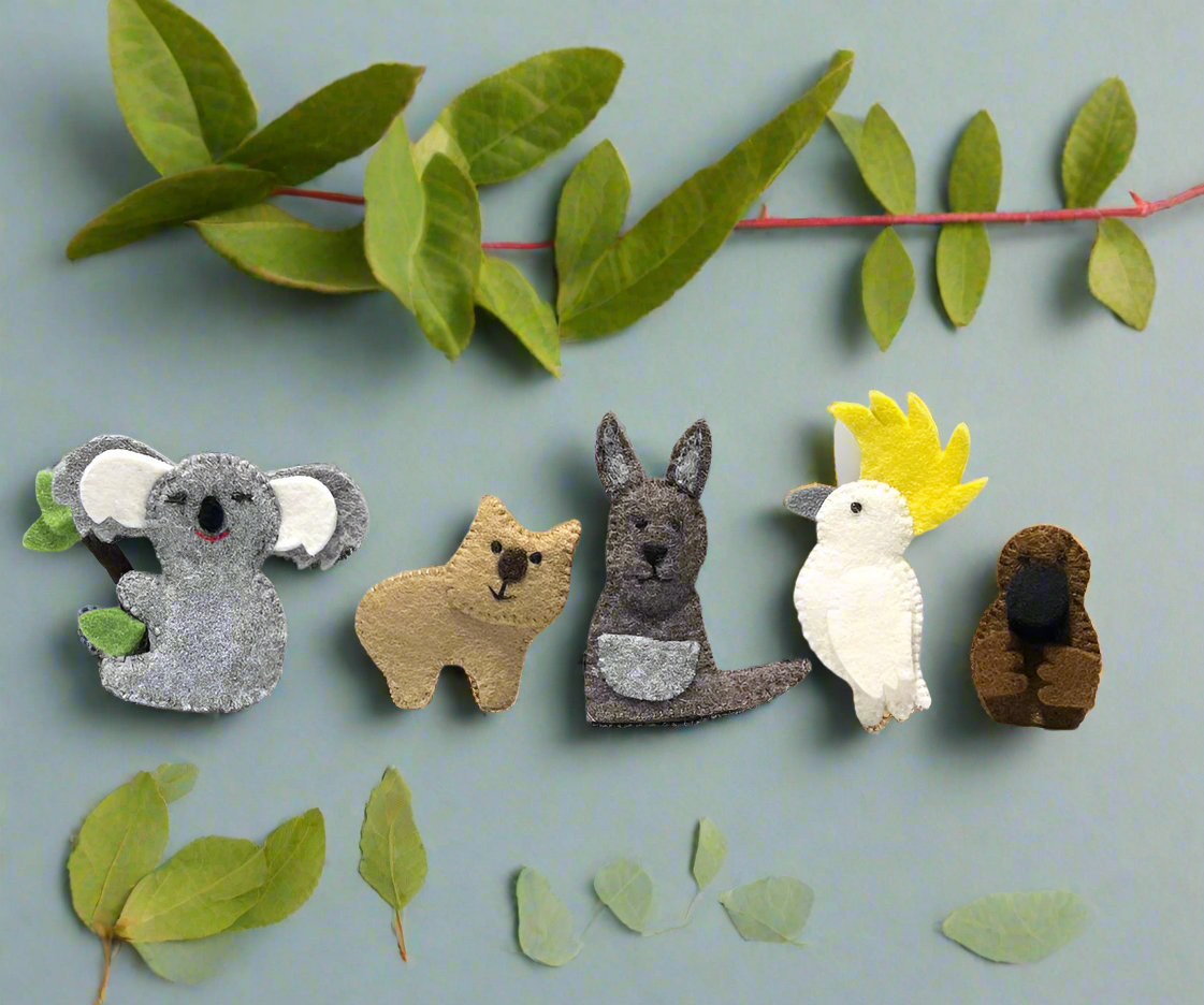 ethik felt || 2 D aussie animal finger-puppet set